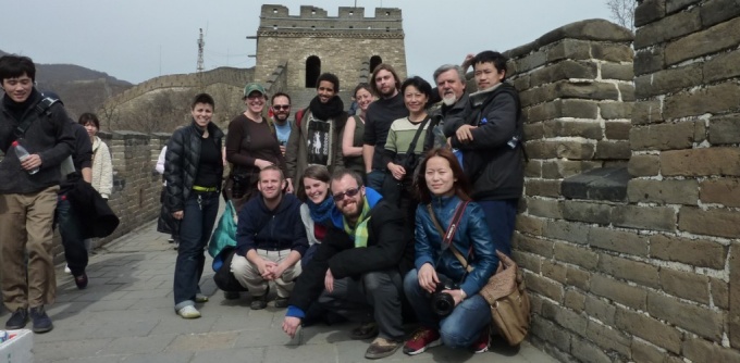 Graduate students and faculty at the Great Wall of China. 