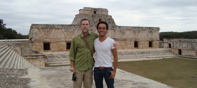 Professor David Johnson and student on Study Abroad. 