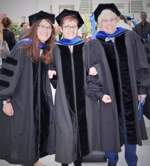 Professor Ewa Ziarek and graduates at commencement. 