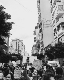 Student Gabriela at a protest in Beirut. 