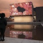 Crystal Z Campbell's film screening on the Facade of Syracuse's Everson Museum. 