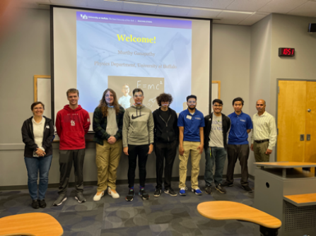 Physics Open House visitors and hosts at Dr. Ganapathy’s talk introducing our department. 