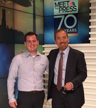 Gunnar Haberl with Chuck Todd at a taping of Meet the Press. 