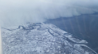 A lake effect snowstorm as viewed from an airplane over the Buffalo region on Nov. 18, 2014. UB geologists study past and future impacts of lake effect storms on Western New York. Credit: Jeffrey Suhr.