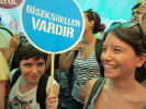 Sign: "Bisexuals Exist, "Pride March, Istanbul 2013