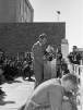 On Oct. 3, 1964 — less than a year after his brother’s assassination — Robert F. Kennedy Jr. addressed students on the Squire Hall Terrace, in front of the building that used to be Norton Union on the South Campus. Photo: UB Archives
