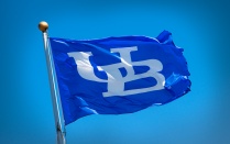Blue and white UB flag. 