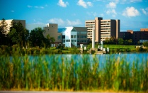 Image of UB North Campus looking across Lake LaSalle. 