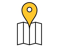 A map icon. 