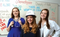 Three female WiSE students. 