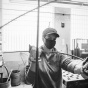 Artist Marguerite Kellam, working in the metals sculpture lab. 