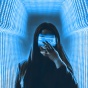Person surrounded by Blue LED lights. 