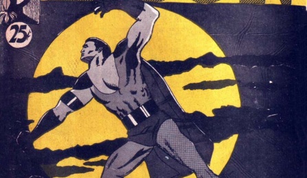 Original Ebon comic book cover in purple and yellows. 