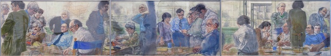 Harvey Breverman, Cabal III, 1987-88, Pastel, conte, charcoal, and graphite on paper, University at Buffalo Art Galleries. 