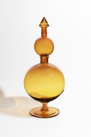 Zoom image: &quot;The Comet (after W.E.B. DuBois)”, 2024; blown amber glass; 31 x 19 x 19 inches 