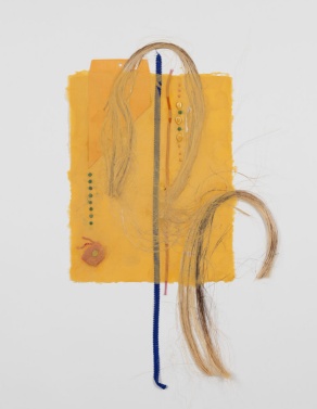 Zoom image: &quot;Yo-Yo,&quot; 2024; handmade abaca paper, manila envelopes, manila rope, abaca fiber, and mixed-media; framed: 42 x 27 inches 