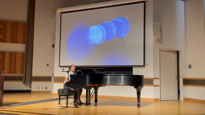 Zoom image: Baran Ehsaei gave a lecture in the Department of Music, University at Buffalo on Sept 18 at 3:30pm, 250 Baird Hall, on the SRS project. 
