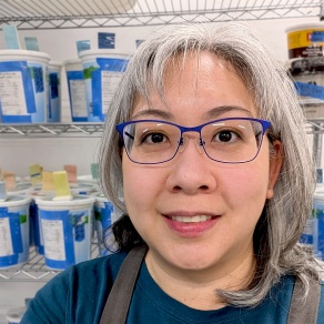 Zoom image: Beth Atanacio in her studio. 