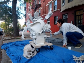 Zoom image: Becky Brown, Safe Keeping (Carseat), 2025 Found objects, paint 32 x 50 x 40 inches 