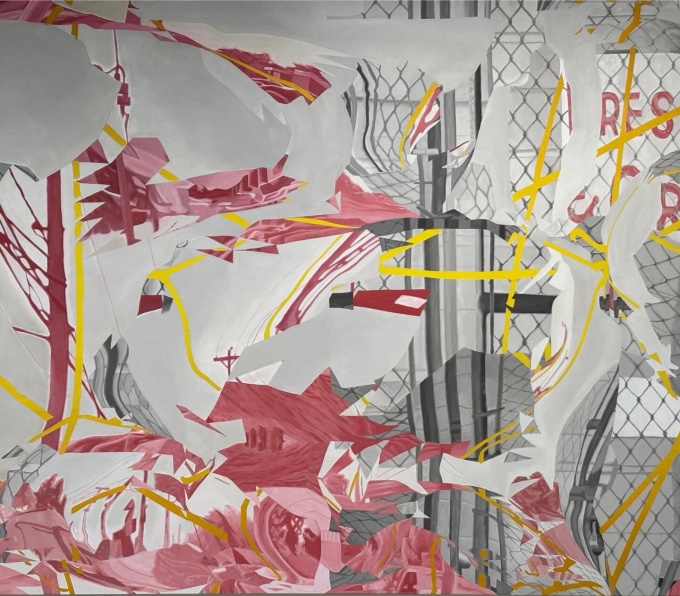 Zoom image: Kyle Butler (b. 1985), Negative Common Derivative 06, 2025; acrylic on panel, Burchfield Penney Art Center, purchase, 2025 