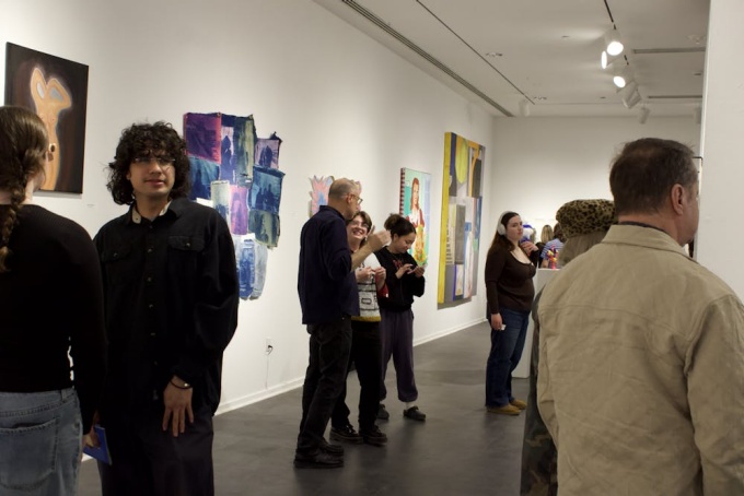 People in an art gallery. 