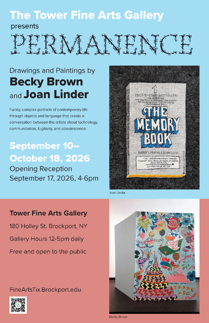 Zoom image: "Permanence" poster for work by Becky Brown and Joan Linder