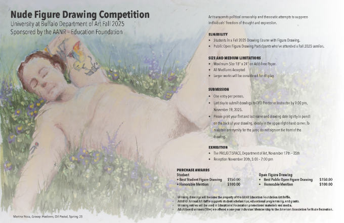 Zoom image: Marina Rosa, Grassy Medows, Oil Pastel, Open Figure Drawing, Fall 2025 COMPETITION POSTPONED 