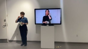 Zoom image: K. MacNeil, &quot;things to do with your mouth&quot;, screening of 2018 version, with 2024 reinactment. 
