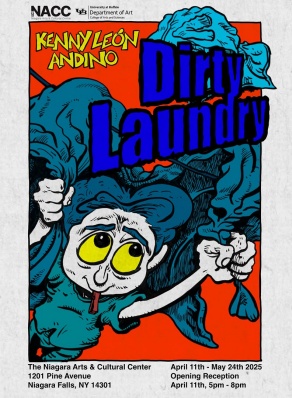 Zoom image: &quot;Dirty Laundry&quot; exhibition poster by Kenny León Andino. 