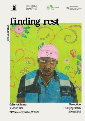 Zoom image: &quot;Finding Rest&quot; exhibition poster by Joel Mulindwa. 