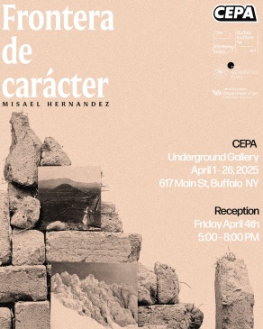 Zoom image: &quot;Frontera de carácter (Frontier of Character)&quot;, exhibition poster by Misael Hernandez. 