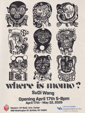 Zoom image: Sudi Wang exhibition poster for "where is momo?"
