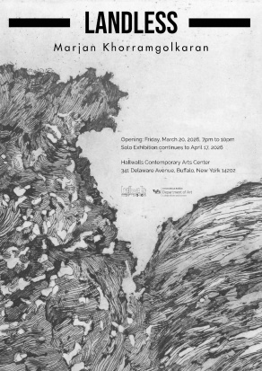 Zoom image: Marjan Khorramgolkaran exhibition poster for "Landless"
