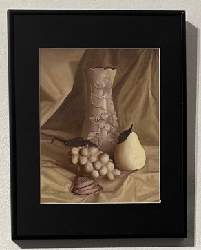 Zoom image: Adelyn Von Uderitz, "White Still Life", 2025, Oil on Canvas, 8x10 in. Clarence High School, Teacher: Keri Graf 