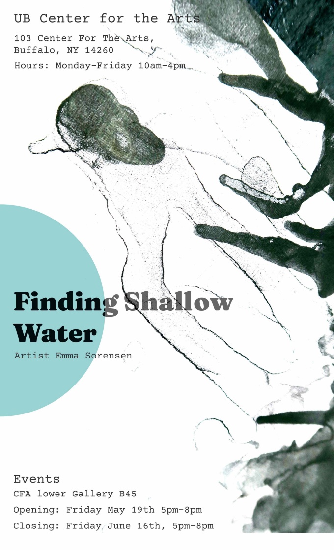 Exhibition poster for Emma Sorensen show "Finding Shallow Water", 2023. 