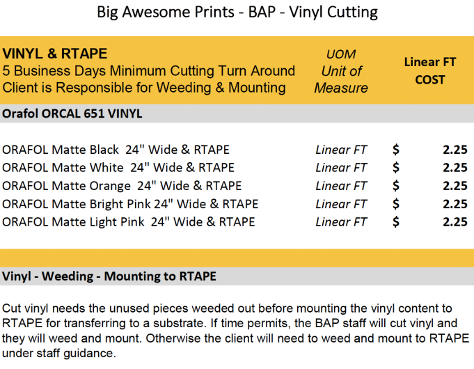 vinyl cutting price list. 