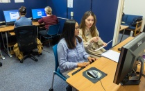 Graduate students training in the computer lab. 