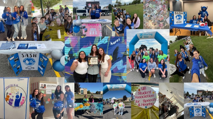 Zoom image: Collage of photos containing students participating in SASH activities and evetns. 