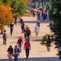 Students walking on campus. 
