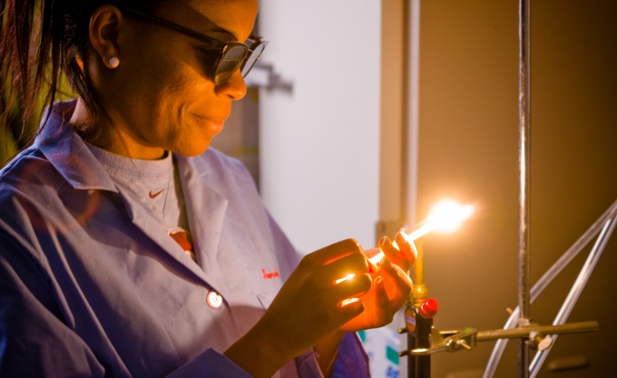 Student working in the Banerjee lab.