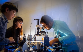 Students in materials design lab. 