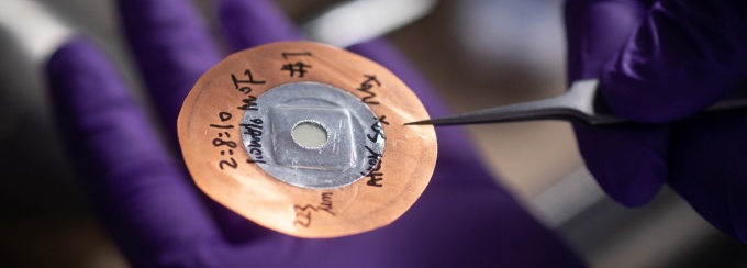 Synthesized membrane made by Prof. Cook's lab in collaboration with the UB School of Engineering.