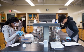 Undergraduate chemistry majors in the lab. 