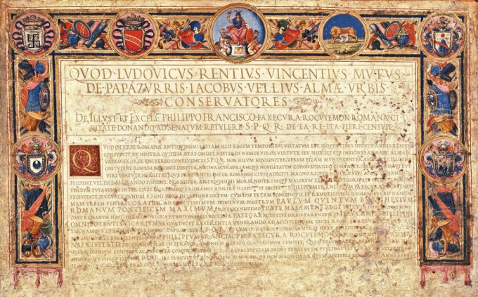 Patent of Roman citizenship granted to Hasekura Tsunenaga, 20 November 1615 (public domain). 