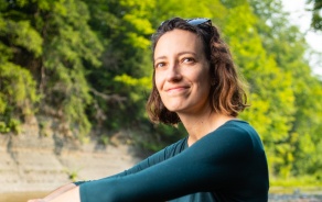 Portrait of Holly Buck taken in West Falls, NY in July 2021. Buck is with engineering, Environment and Sustainability. Photographer: Douglas Levere. 