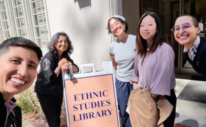 Professor Andrea Pitts on an archival trip with COL grad students. 