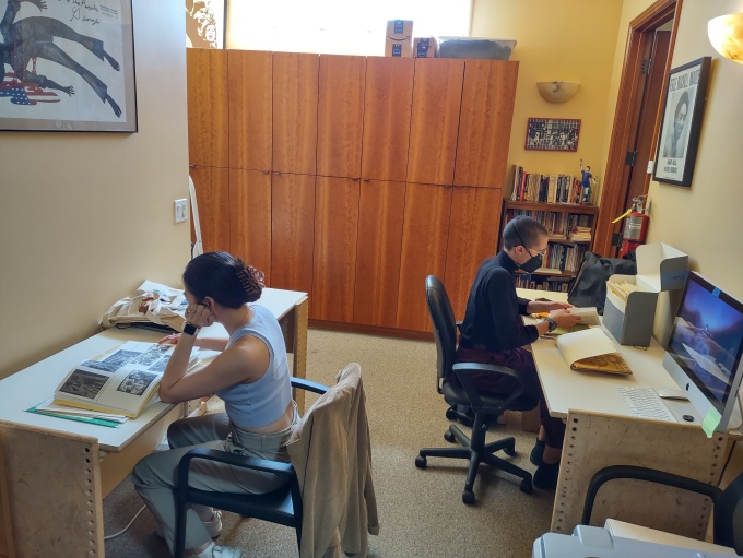 Students studying in library. 