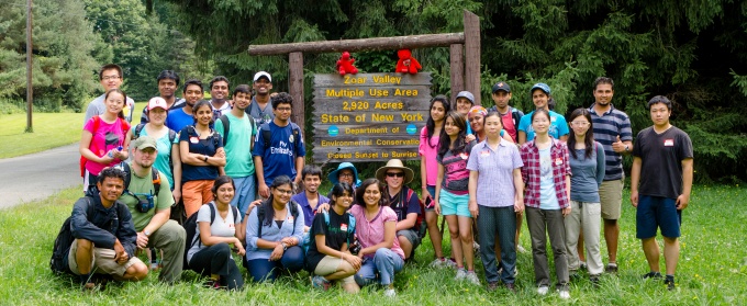 International students on a hike in Zoar Valley. 