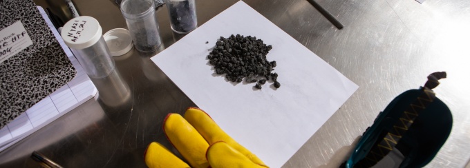 Volcanic material lab set up. 