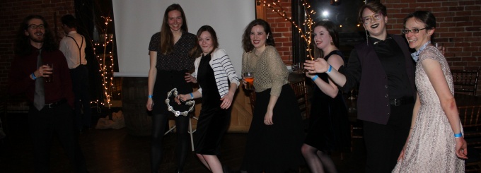 (From left to right) Researcher Owen Cowling, Graduate students, Allison Cluett, Kayla Hollister, Amy Grogan, Devon Gorbey, Anissa Croft and Assistant Professor Elizabeth Thomas. 